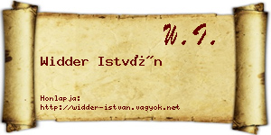 Widder István névjegykártya