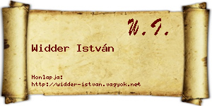 Widder István névjegykártya